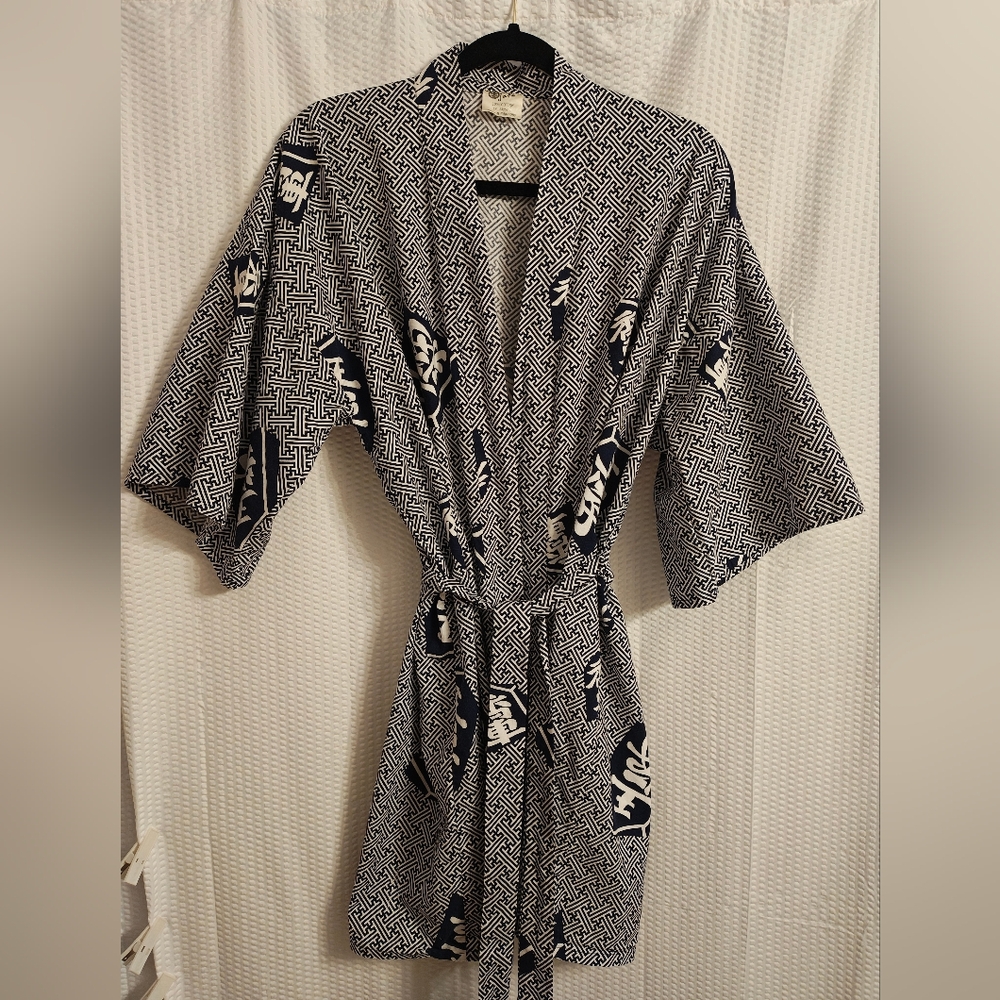 Navy & White Unisex Kimono Robe Yukata